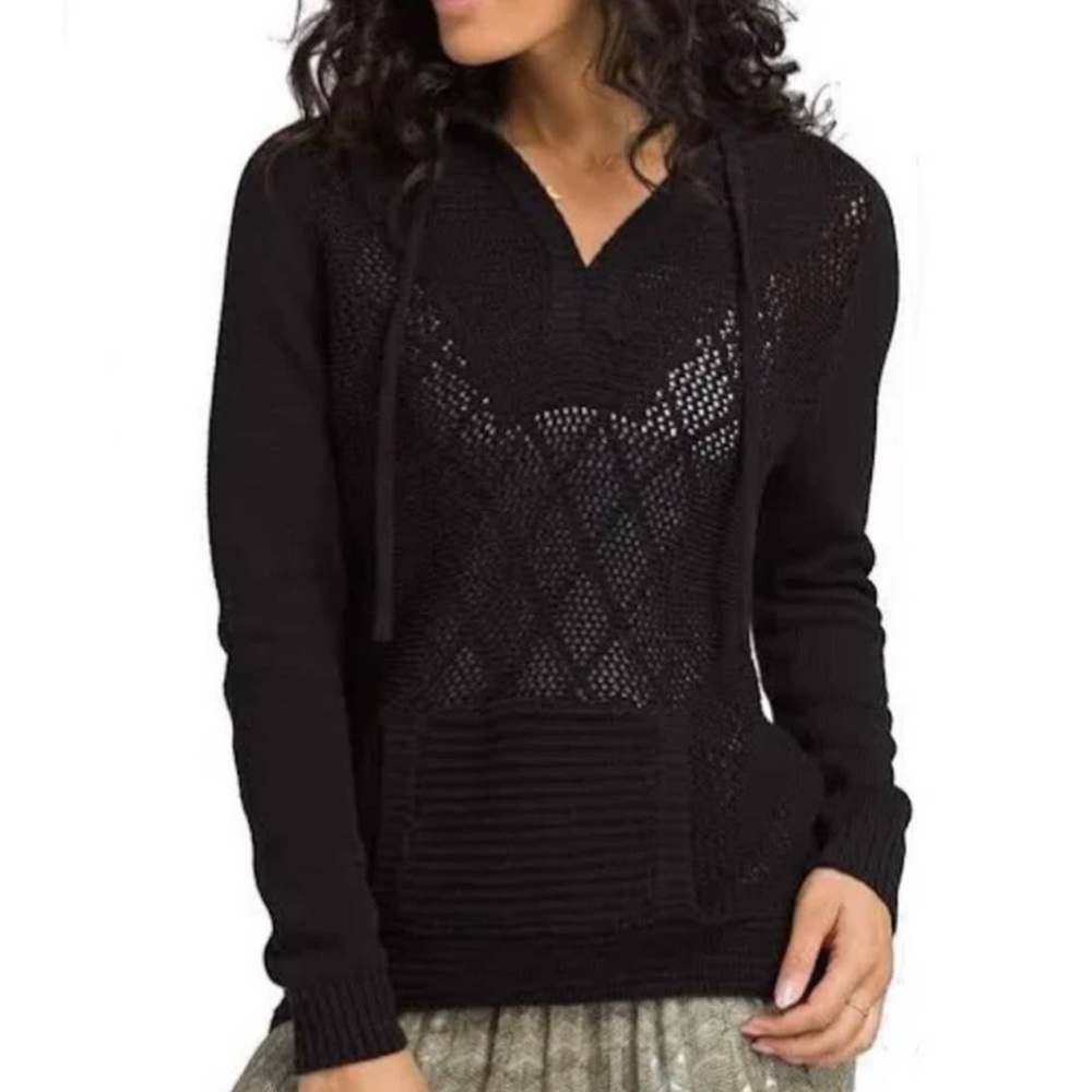 NEW Prana Sugar Beach Hooded Sweater 100% Organic Cotton in Black, Size Small